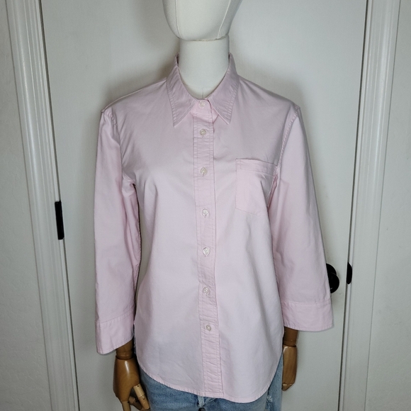 Denimist Adrienne Shrunken Shirt Pink Button-Up 100% Cotton Boxy Fit Size M - Picture 1 of 11